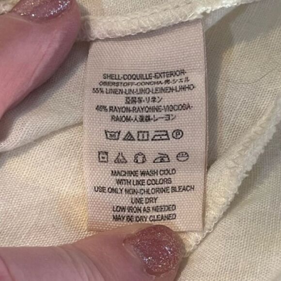 FREE PEOPLE Just Cruisin Linen Blend Top Pockets Crochet Deep V Ivory Women’s XS - Picture 7 of 8